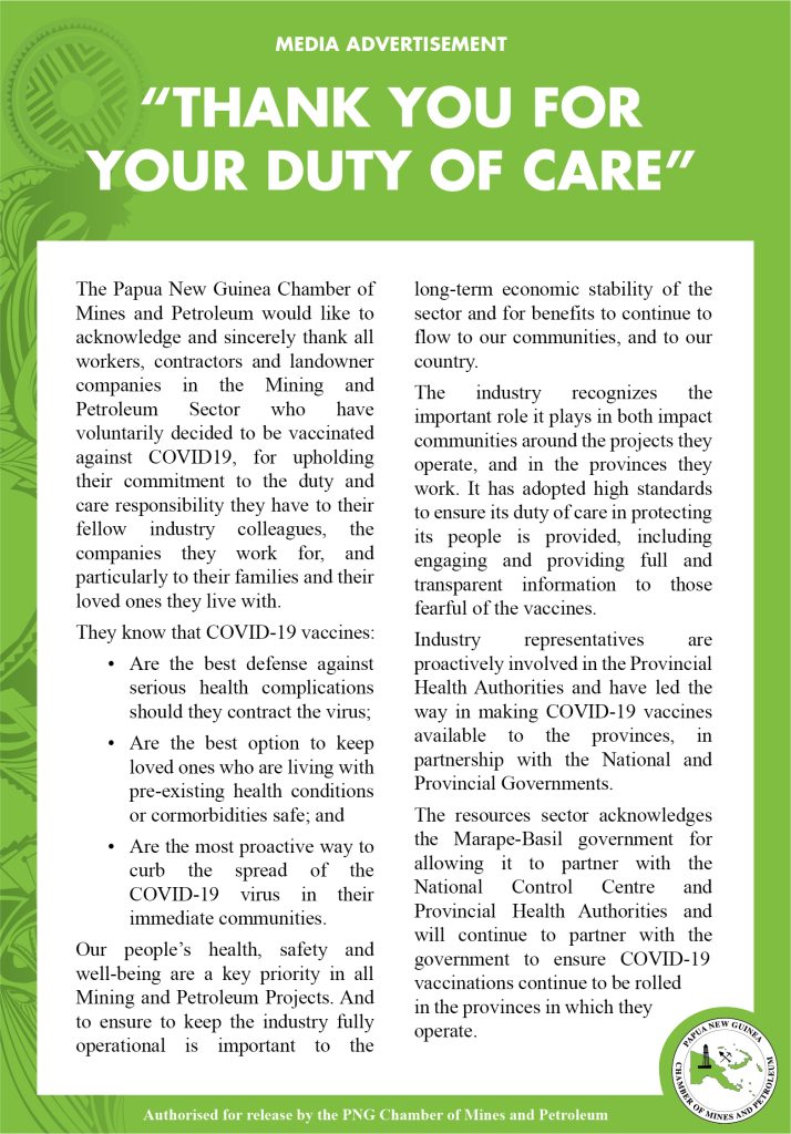 Chamber Acknowledges Duty of Care