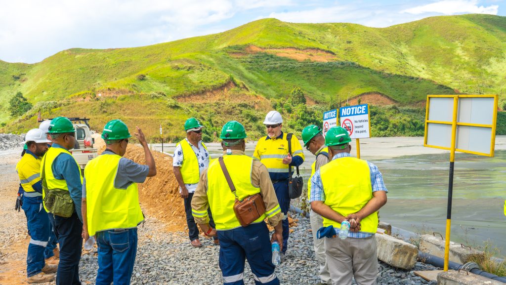 CEPA Environment Council members and staff with K92 representatives at the Kainantu Gold Mine tailings storage facility.